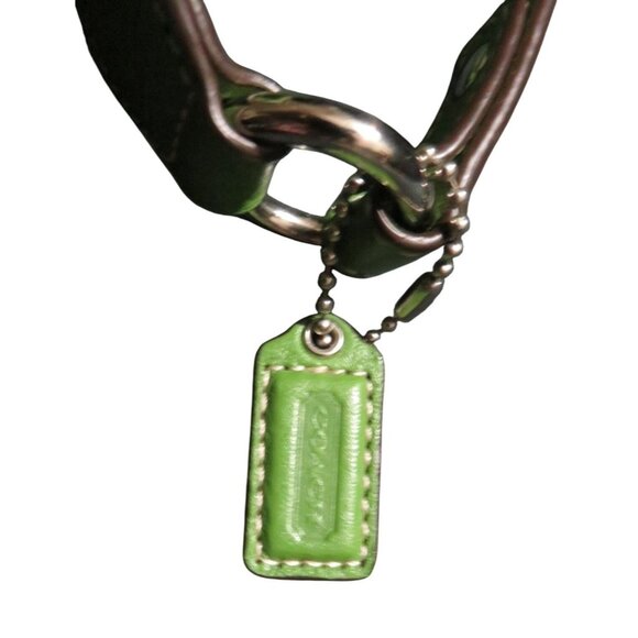 Coach Green Pebble Leather Top Handle Baguette Sufflette Bag & Hangtag - Picture 12 of 15